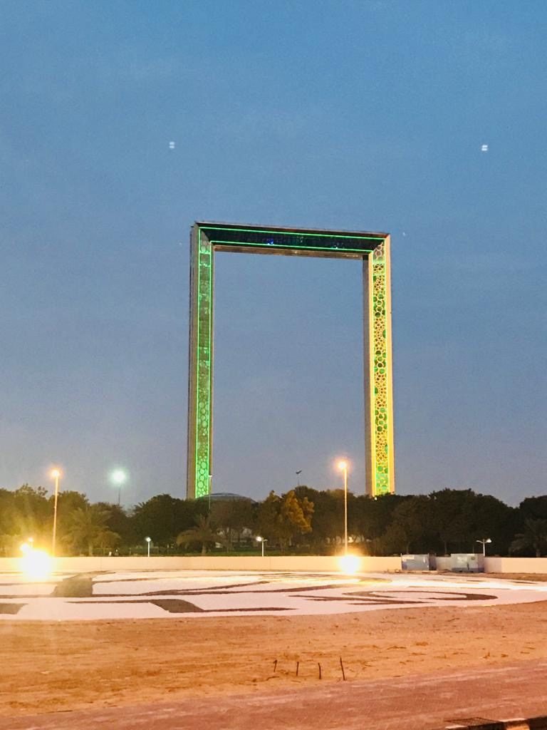 Dubai Frame Around Sunset
