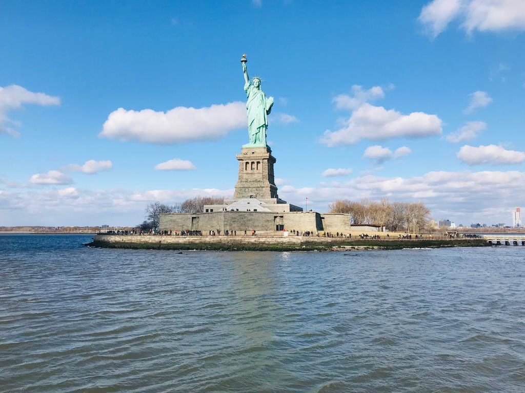 The view of Statue of Liberty from Circle Line Cruise