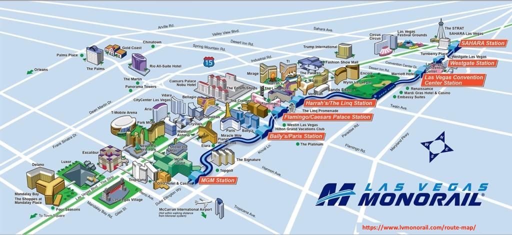 Las Vegas Monorail Map, Las Vegas 3 Day Trip